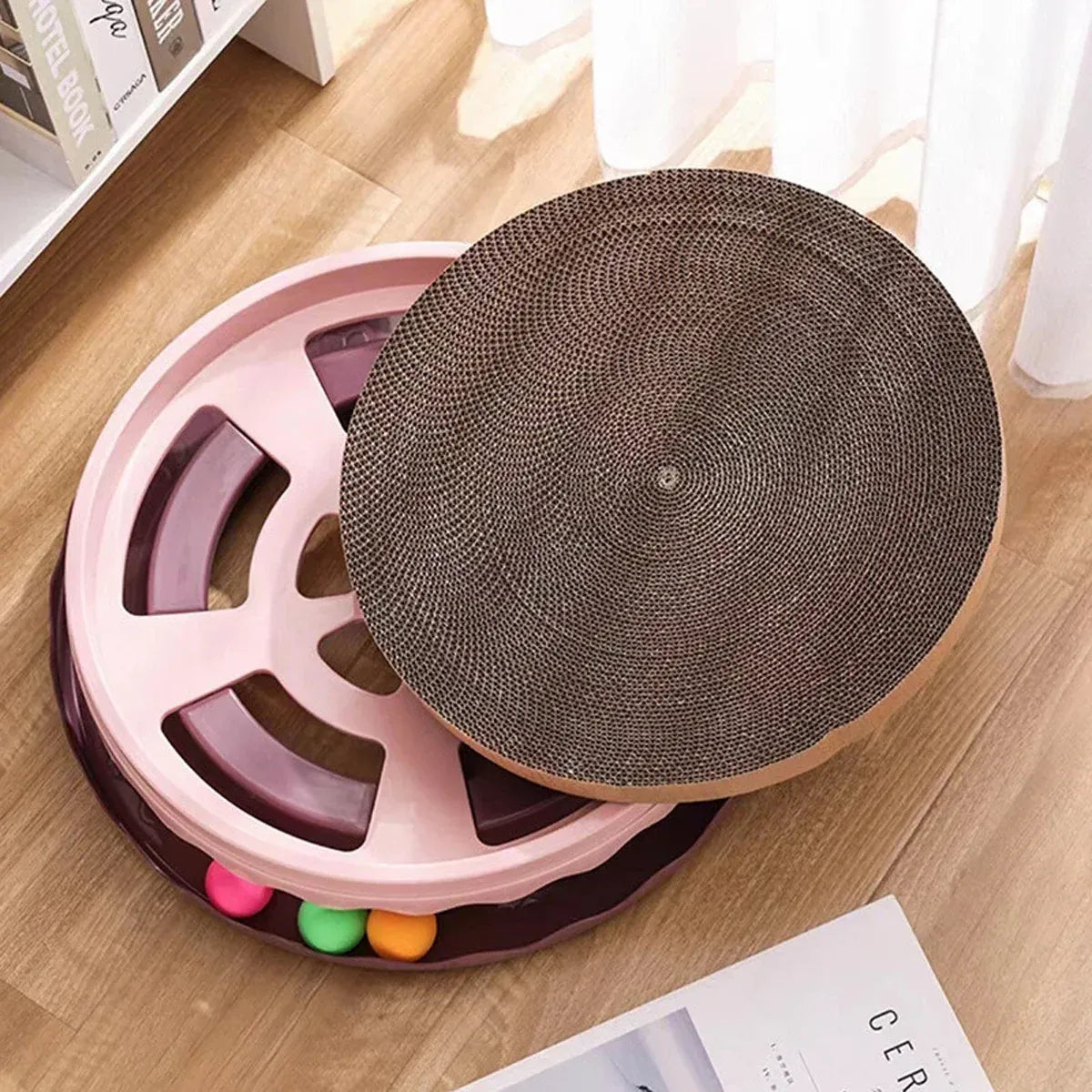 Cat Scratcher Turntable Toy Large Round Corrugated Board Nest Scratch Resistant - Blue