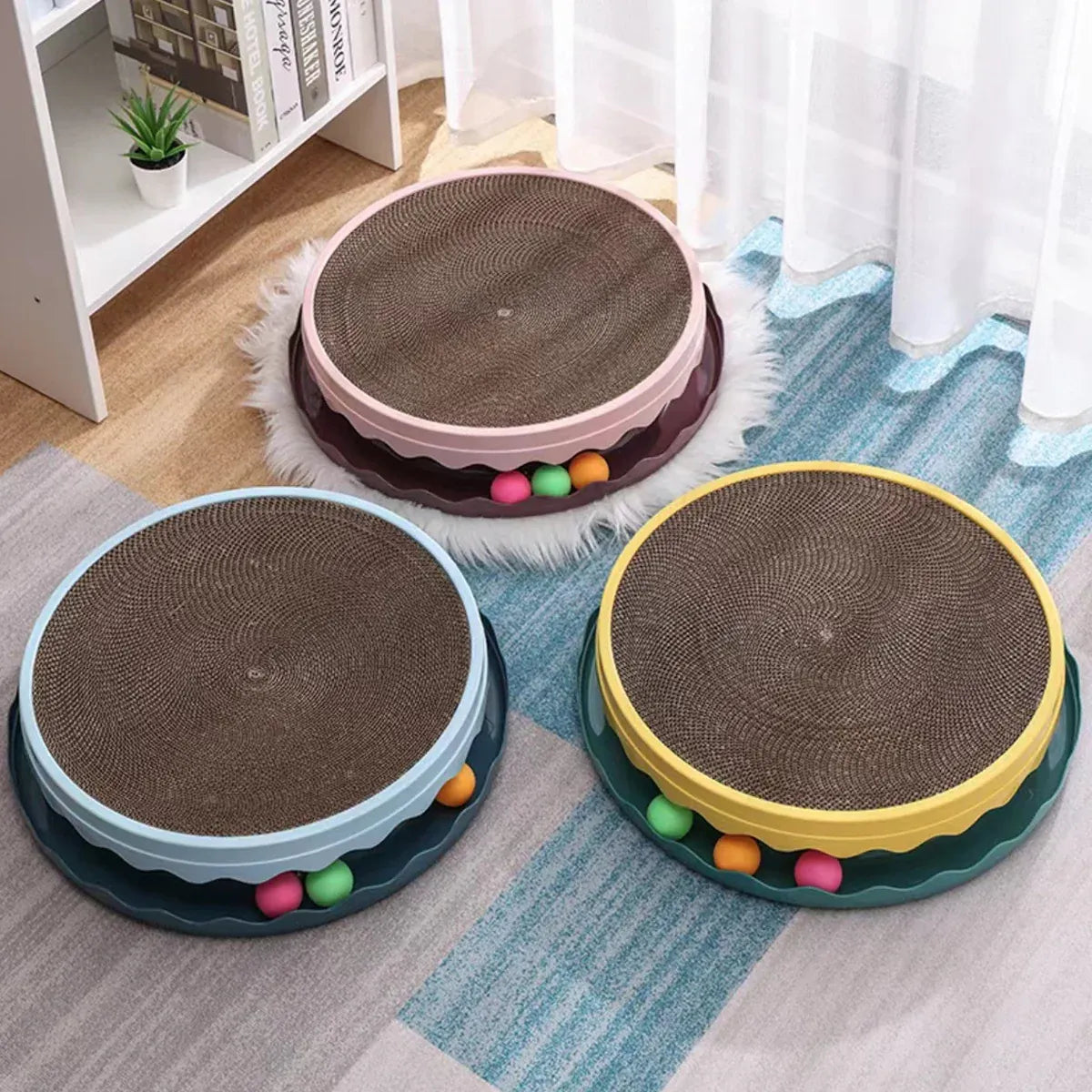 Cat Scratcher Turntable Toy Large Round Corrugated Board Nest Scratch Resistant - Blue