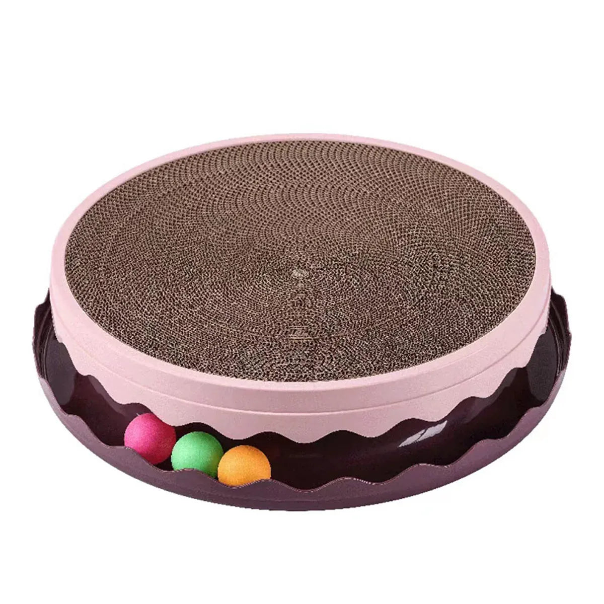 Cat Scratcher Turntable Toy Large Round Corrugated Board Nest Scratch Resistant - Pink
