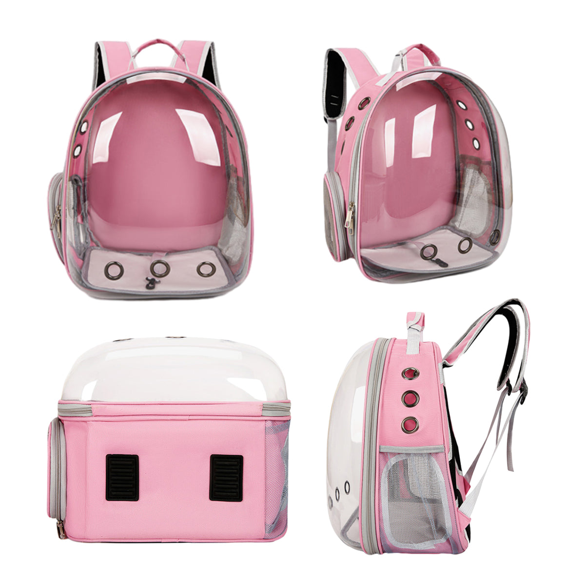Pet Outdoor Carrier Backpack Cat Dog Puppy Travel Space Capsule Shoulder Bag - Black