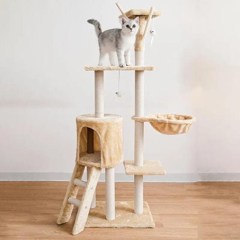Cat Tree Scratching Post Gym House Condo Scratcher Furniture Tower - Grey-Black