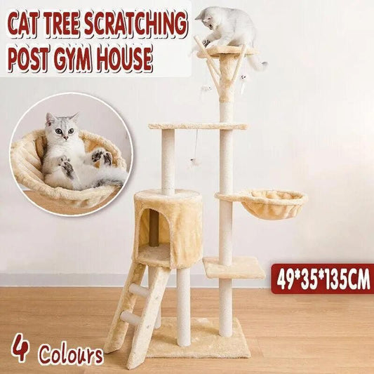 Cat Tree Scratching Post Gym House Condo Scratcher Furniture Tower - Grey