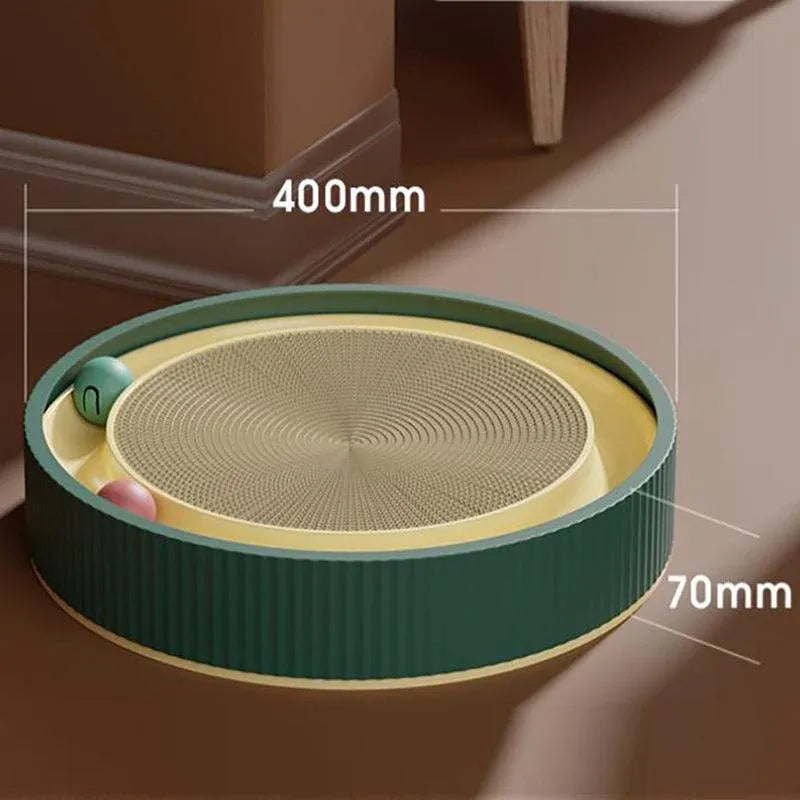 Cat Scratcher Lounge Bed Toy 40cm Round Foldable Cardboard Pad with Ball Track - Replacement Pad