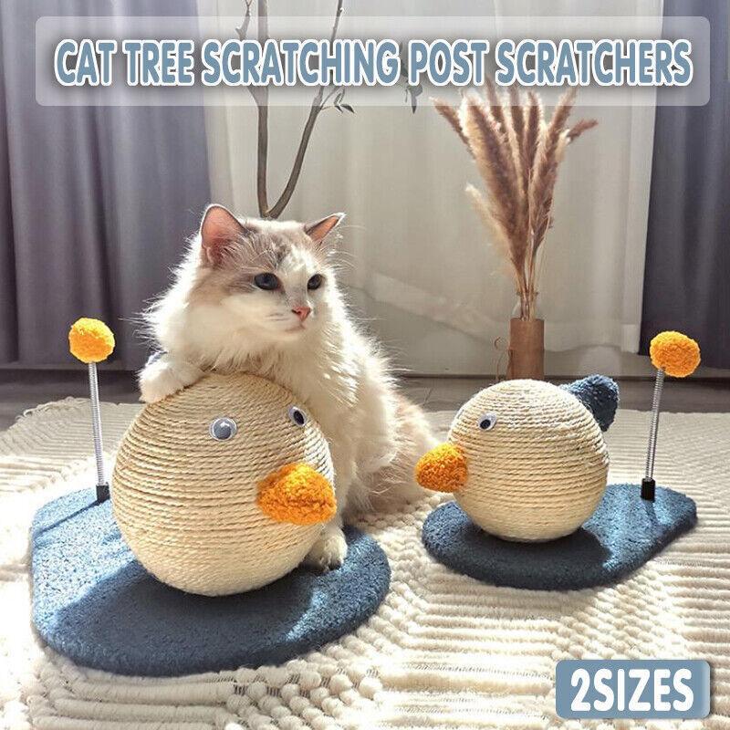 Cat Scratching Post Toy with Ball Claw Grinding Rope Tree for Indoor Play - Large