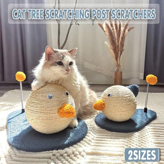 Cat Scratching Post Toy with Ball Claw Grinding Rope Tree for Indoor Play - Large