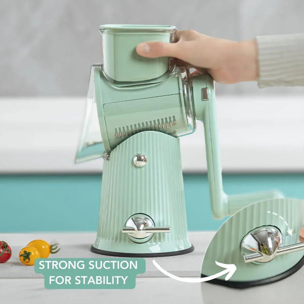 Multifunctional Vegetable Cutter Drum Slicer Kitchen Hand Cranked Grater Tool - Green