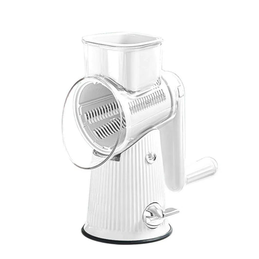 Multifunctional Vegetable Cutter Drum Slicer Kitchen Hand Cranked Grater Tool - White