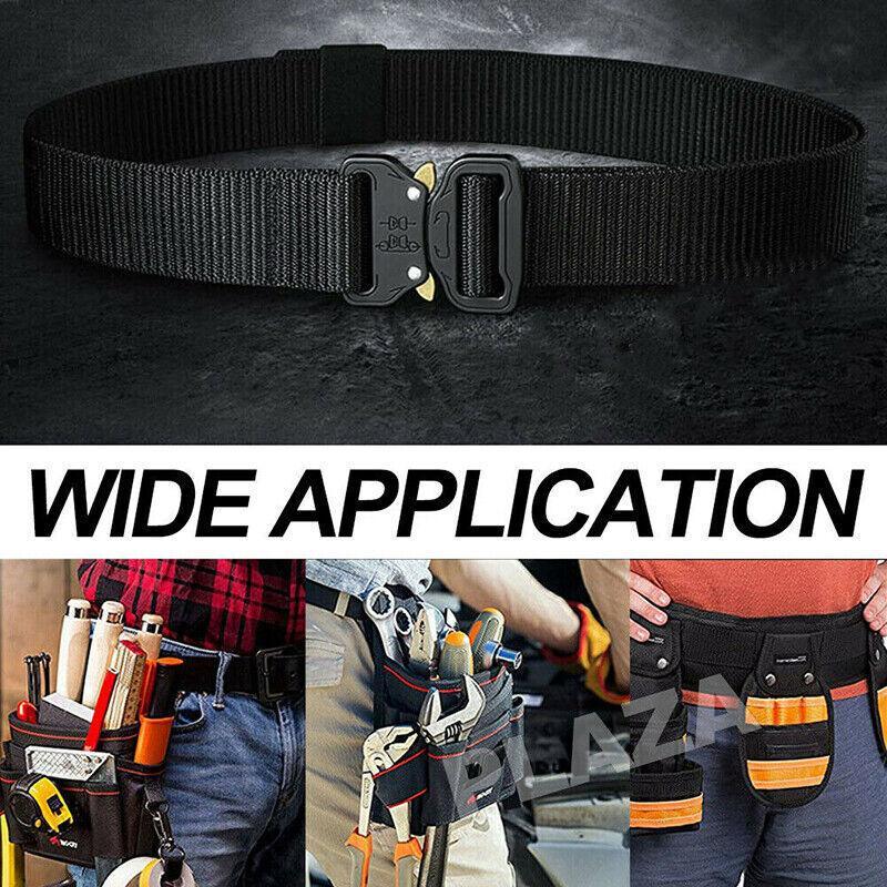 Mens Canvas Outdoor Tactical Belt Heavy Duty Army Waist Web Strap Waistband Hot - Army Green