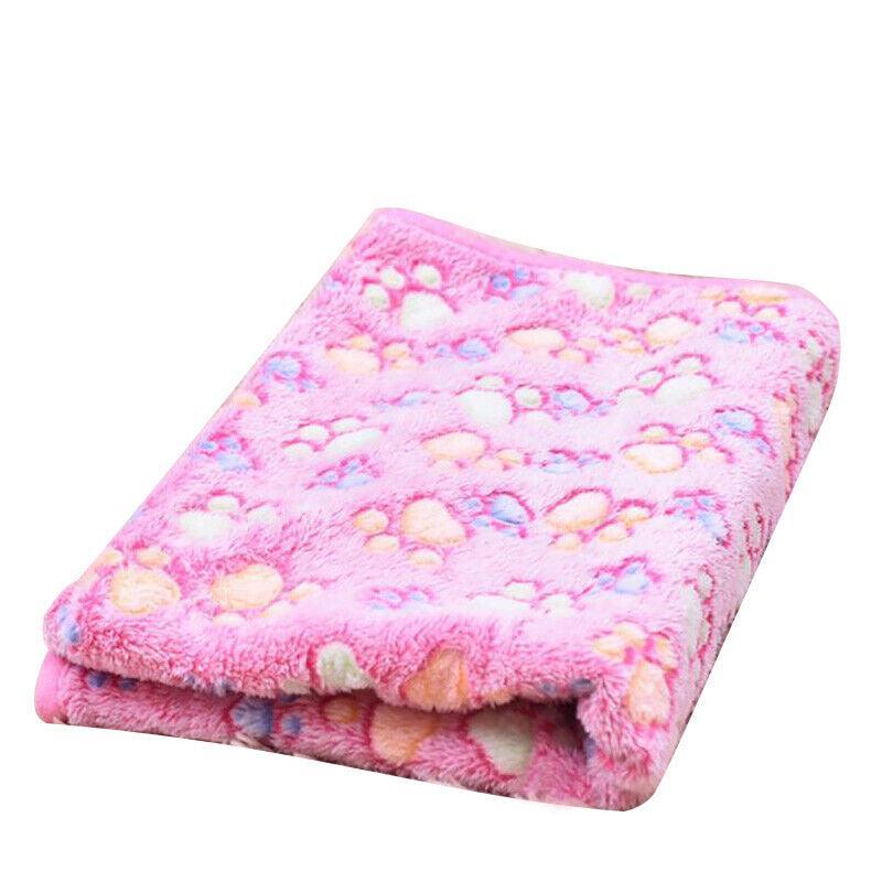Large Size Pet Mat Paw Print Cat Dog Puppy Fleece Soft Pet Blanket Bed Cushion - Brown