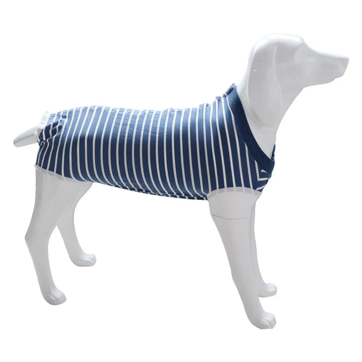 Dog Recovery Suit Anti-Lick Wound Protector Pet Clothing Post-Surgery Belly - Stripes-XL