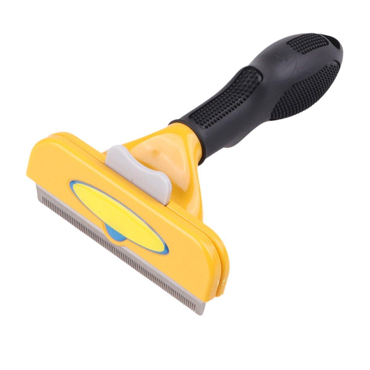Pet Hair Removal Brush Deshedding Tool for Cats Dogs Grooming Comb Fur Remover - Yellow