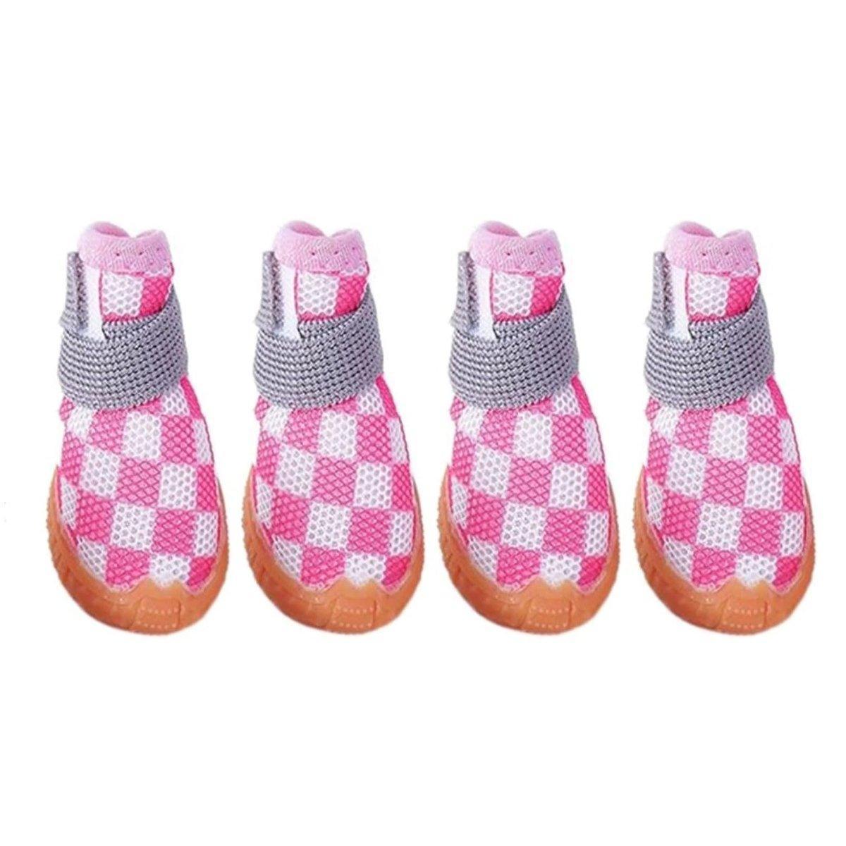 4pcs Breathable Mesh Dog Shoes Small Pets Puppy Paw Protection Summer Boots - Green-5