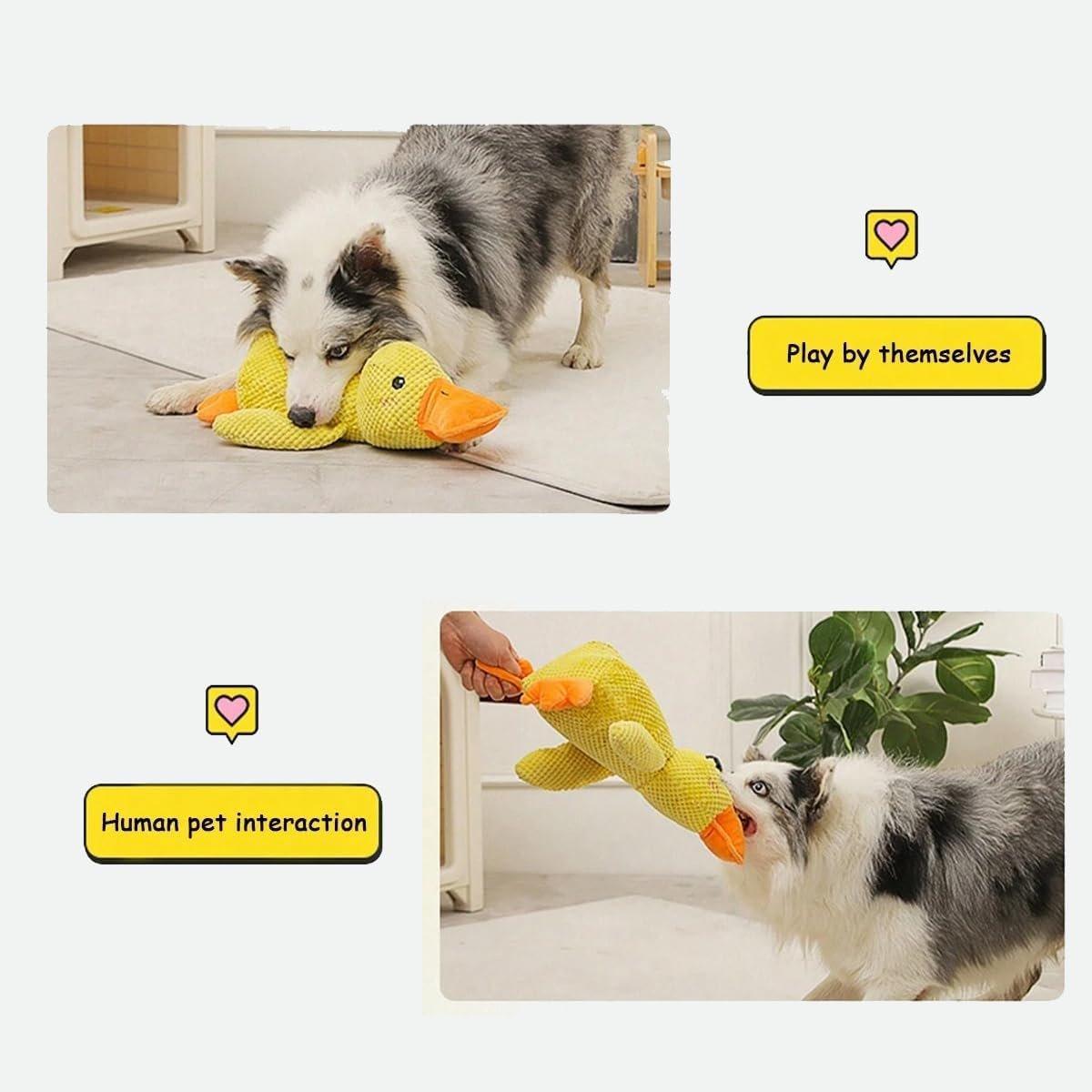 Plush Cartoon Duck Dog Toy Interactive Squeaky Pet Toy Durable Fun Chew Toy - Green