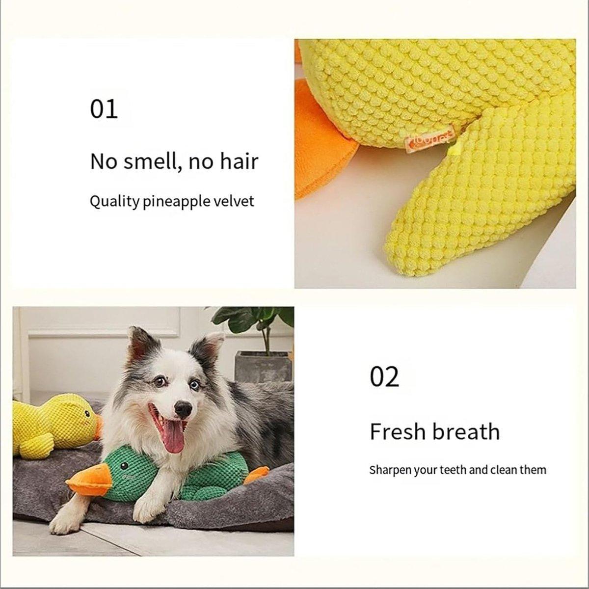 Plush Cartoon Duck Dog Toy Interactive Squeaky Pet Toy Durable Fun Chew Toy - Yellow