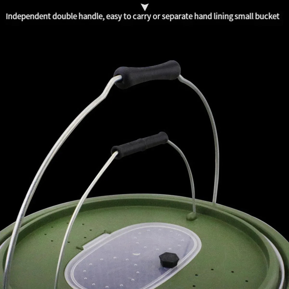 Portable Double Live Fish Bucket Breathable Fish Storage Container for Fishing - M