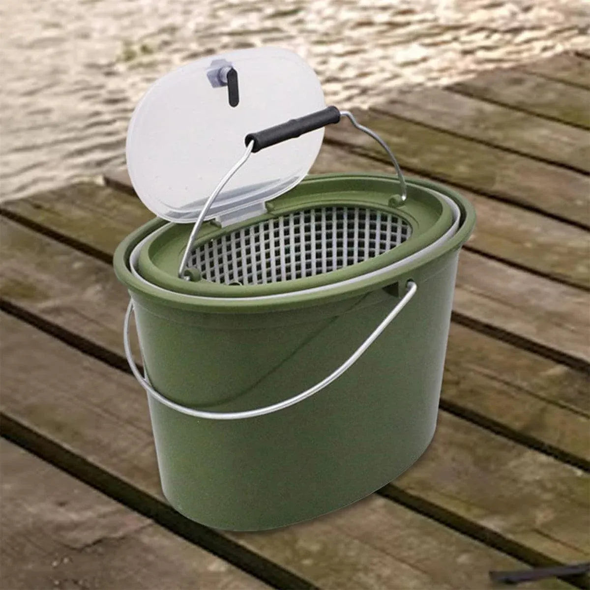 Portable Double Live Fish Bucket Breathable Fish Storage Container for Fishing - M