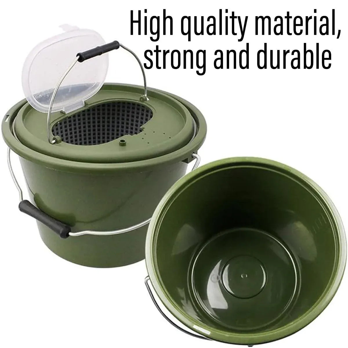 Portable Double Live Fish Bucket Breathable Fish Storage Container for Fishing - M