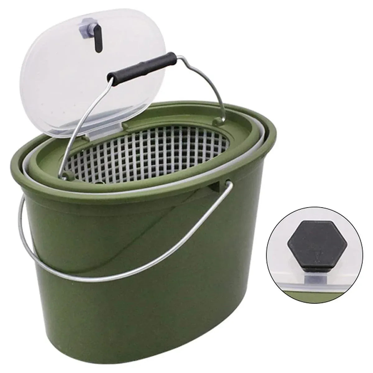 Portable Double Live Fish Bucket Breathable Fish Storage Container for Fishing - M
