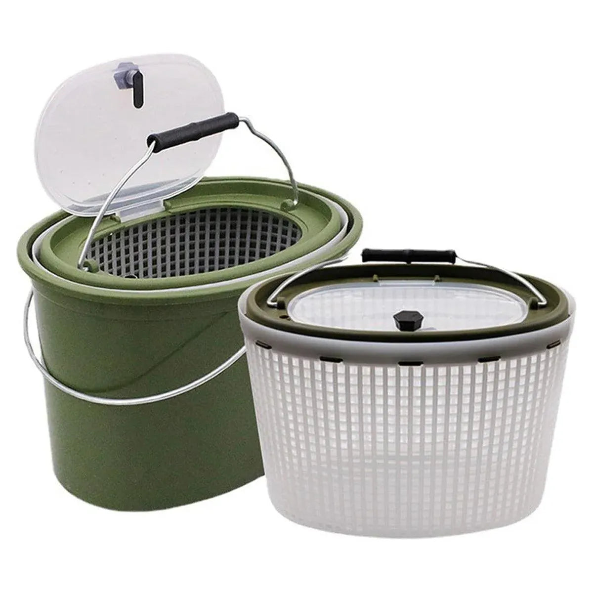 Portable Double Live Fish Bucket Breathable Fish Storage Container for Fishing - M
