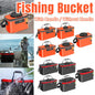 Portable Folding EVA Fishing Bucket Multi Use Live Fish Container with Strap - Orange-40cm