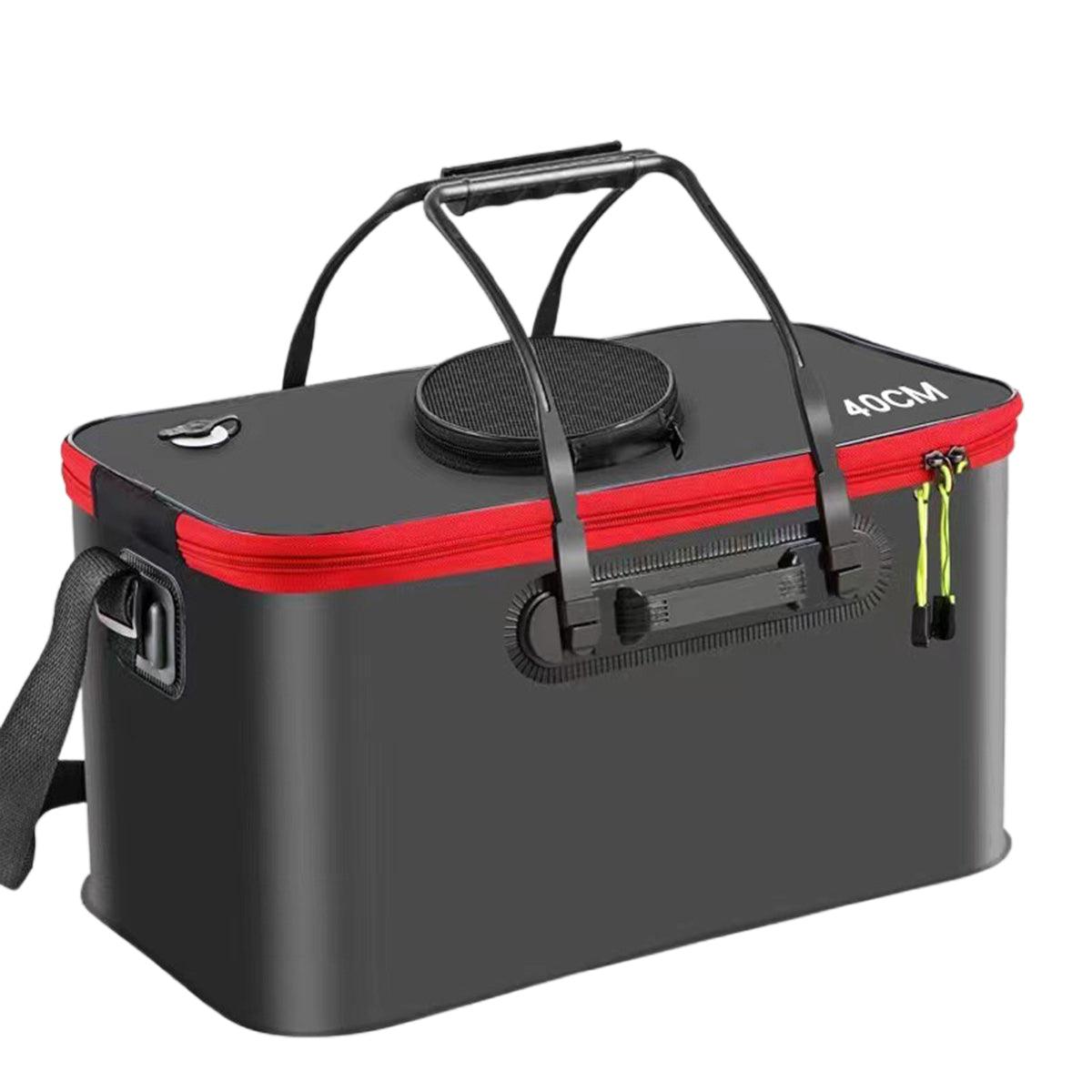 Portable Folding EVA Fishing Bucket Multi Use Live Fish Container with Strap - Orange-45cm