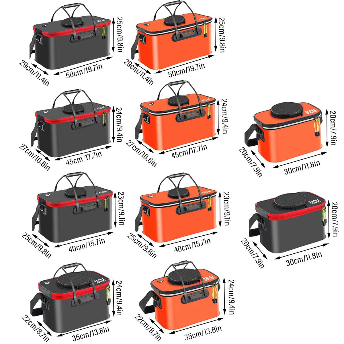 Portable Folding EVA Fishing Bucket Multi Use Live Fish Container with Strap - Orange-50cm