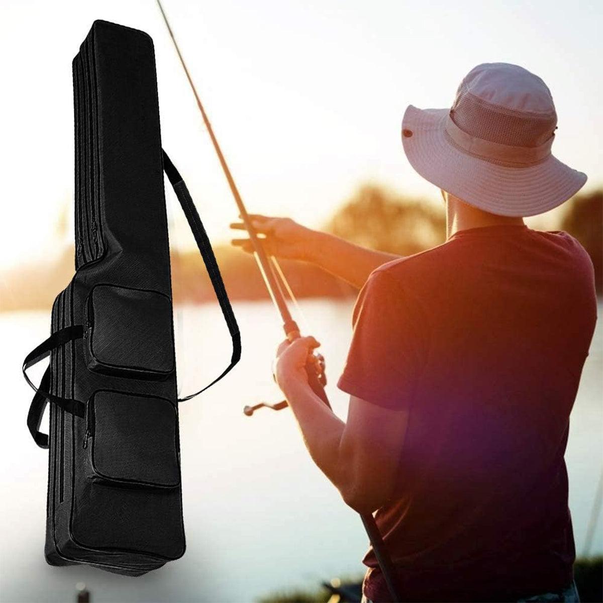 130cm Big Belly Fishing Tackle Bag Rod Storage Carry Case Outdoor Fishing Bag - Black