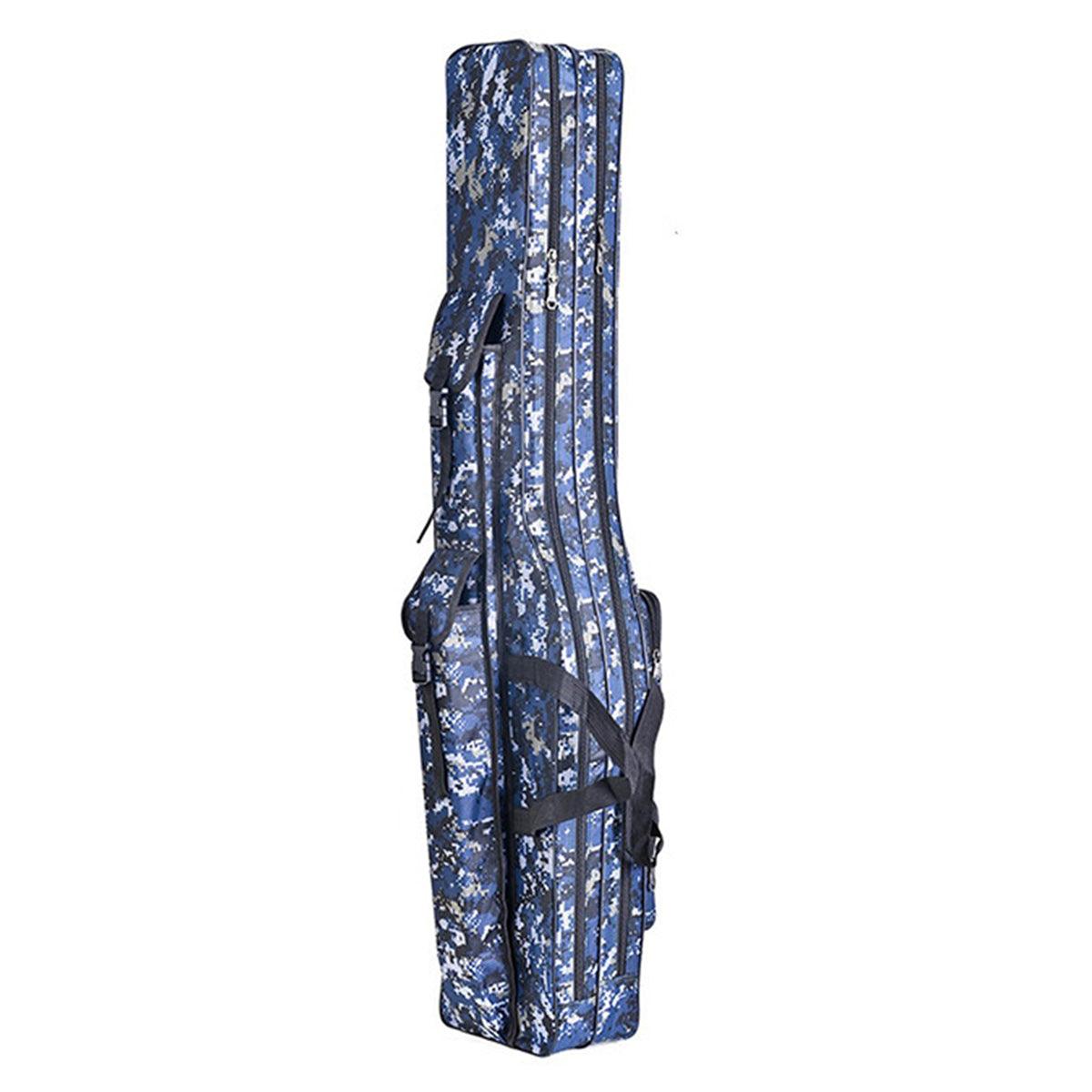 130cm Big Belly Fishing Tackle Bag Rod Storage Carry Case Outdoor Fishing Bag - Deep blue camouflage