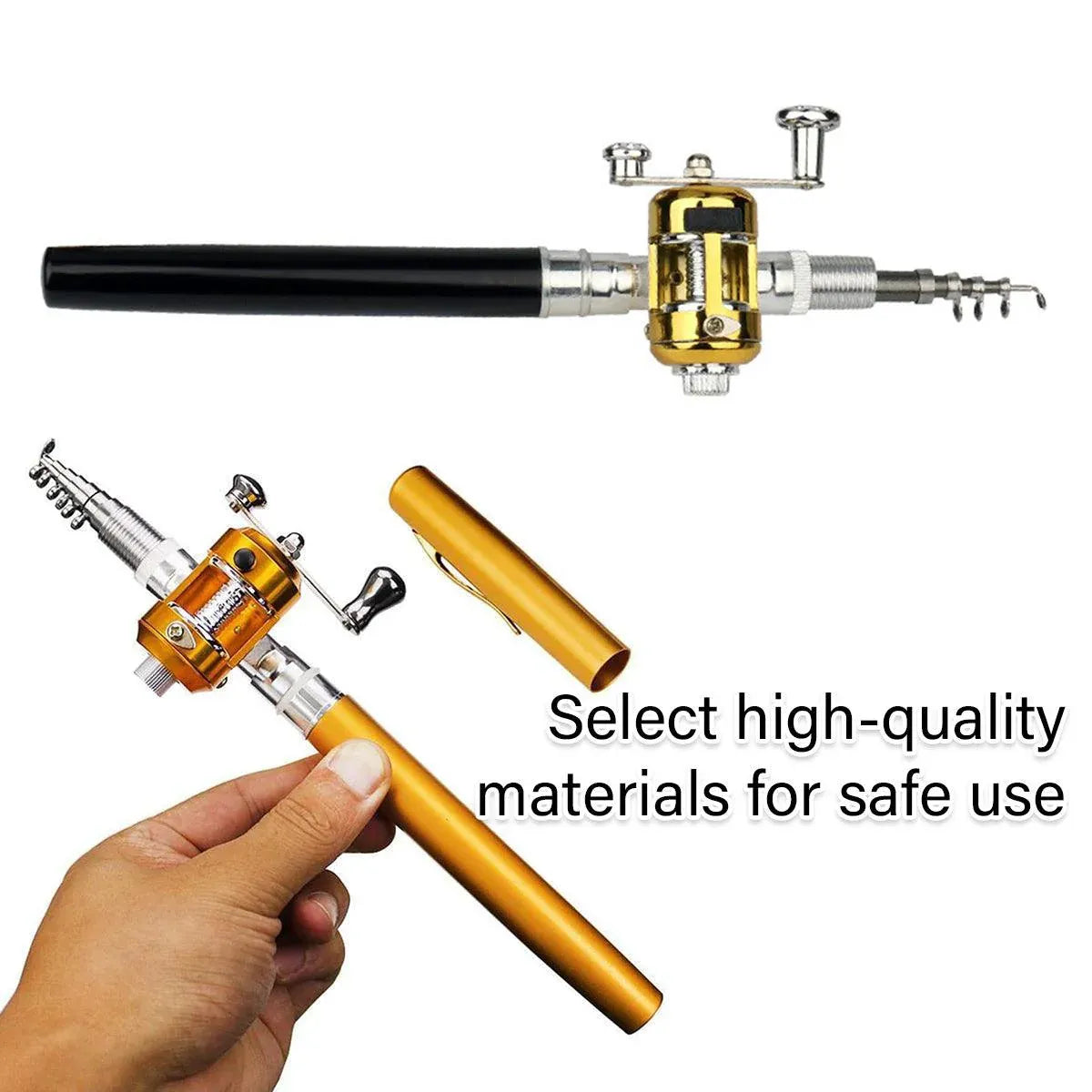 Mini Pen Fishing Rod Pocket Size Portable Telescopic Travel Fishing Pole Tool - Silver