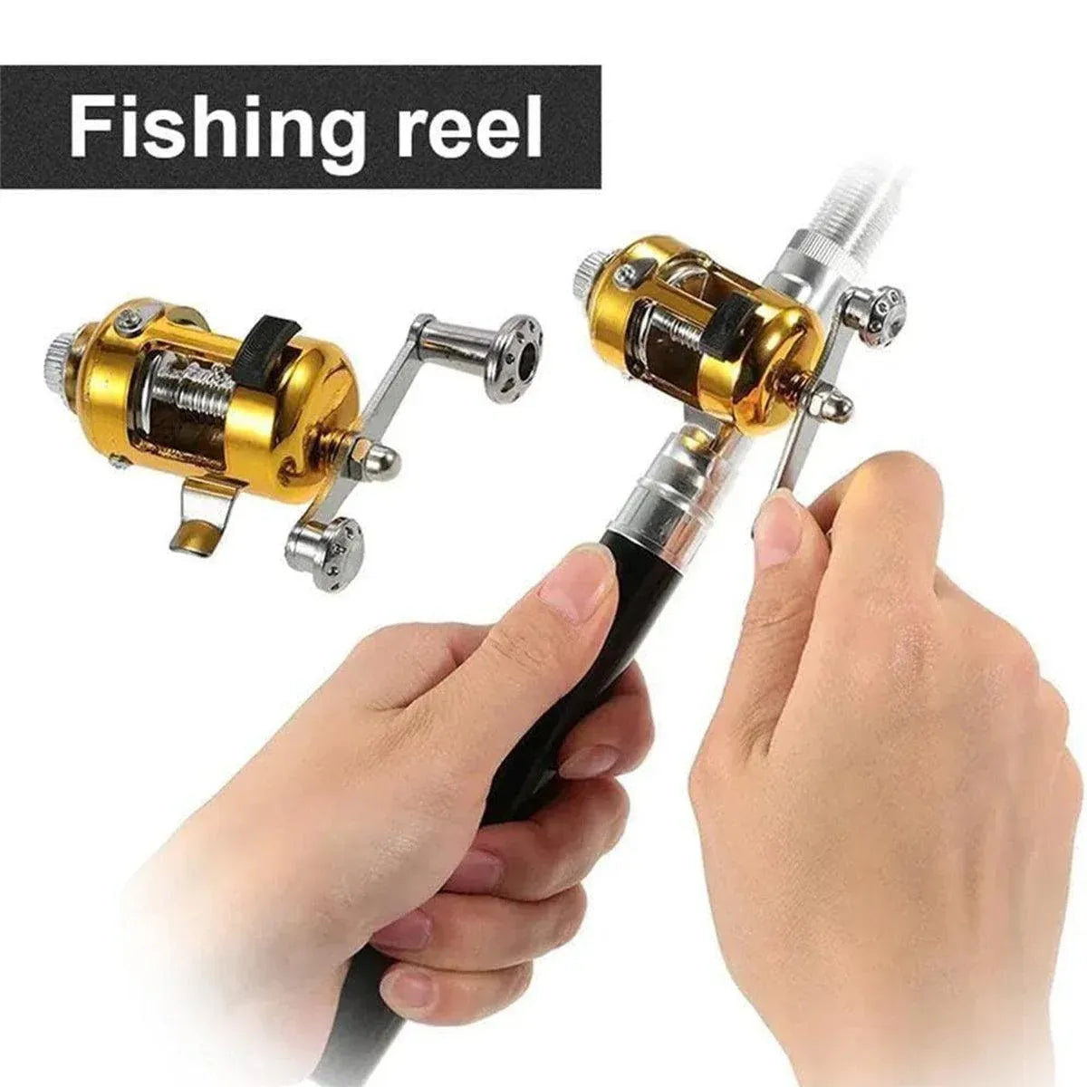 Mini Pen Fishing Rod Pocket Size Portable Telescopic Travel Fishing Pole Tool - Silver