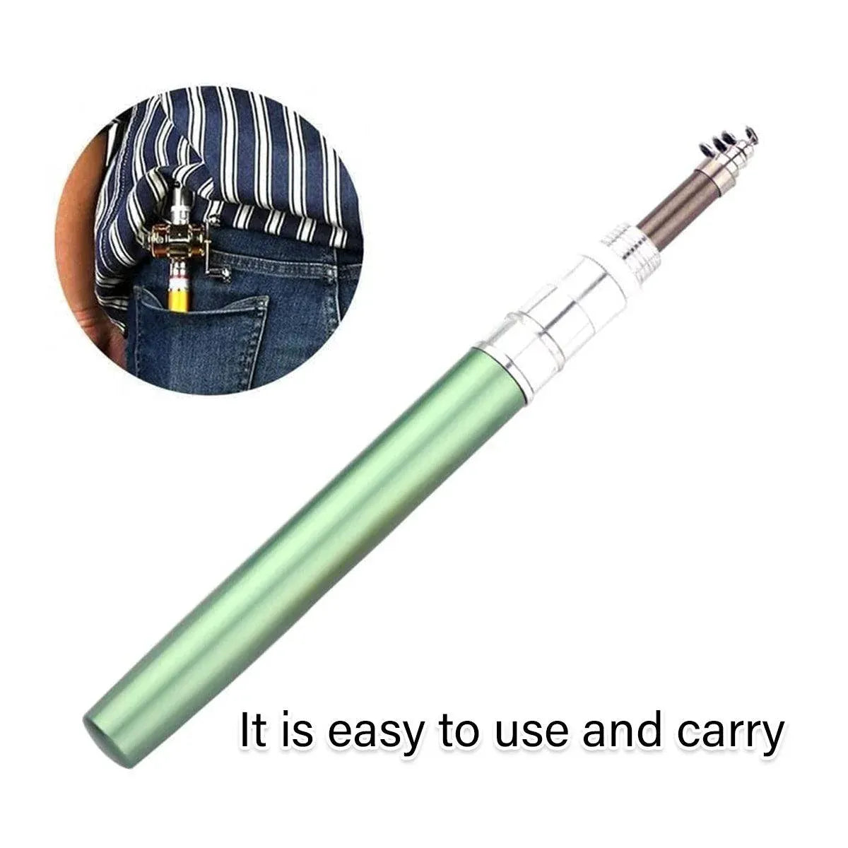Mini Pen Fishing Rod Pocket Size Portable Telescopic Travel Fishing Pole Tool - Silver