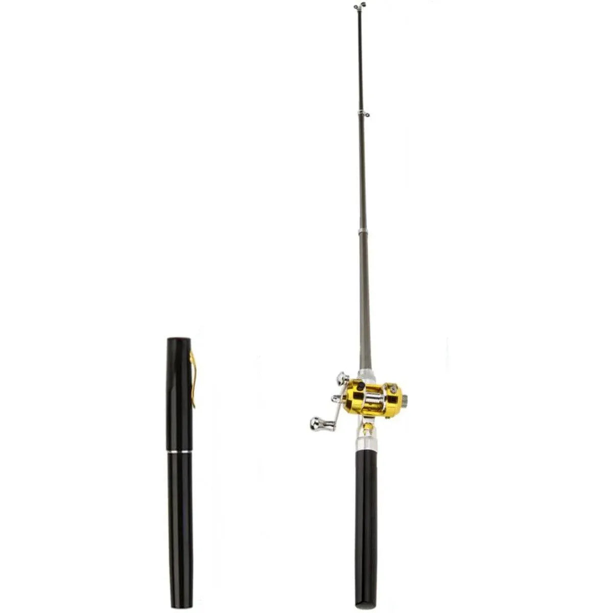 Mini Pen Fishing Rod Pocket Size Portable Telescopic Travel Fishing Pole Tool - Silver
