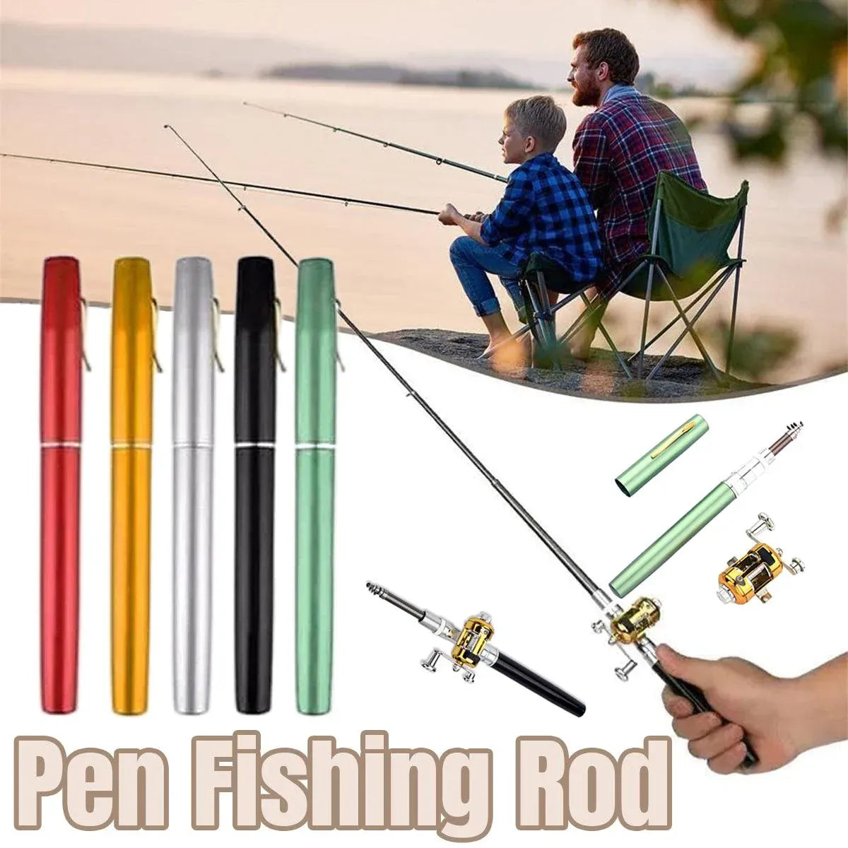 Mini Pen Fishing Rod Pocket Size Portable Telescopic Travel Fishing Pole Tool - Silver