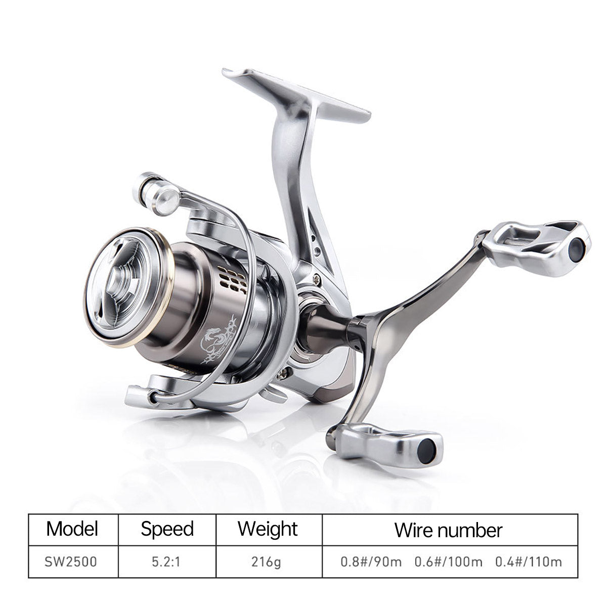 Double Handle Fishing Reel High-Speed Spinning Reel for Freshwater Saltwater - SW2500S