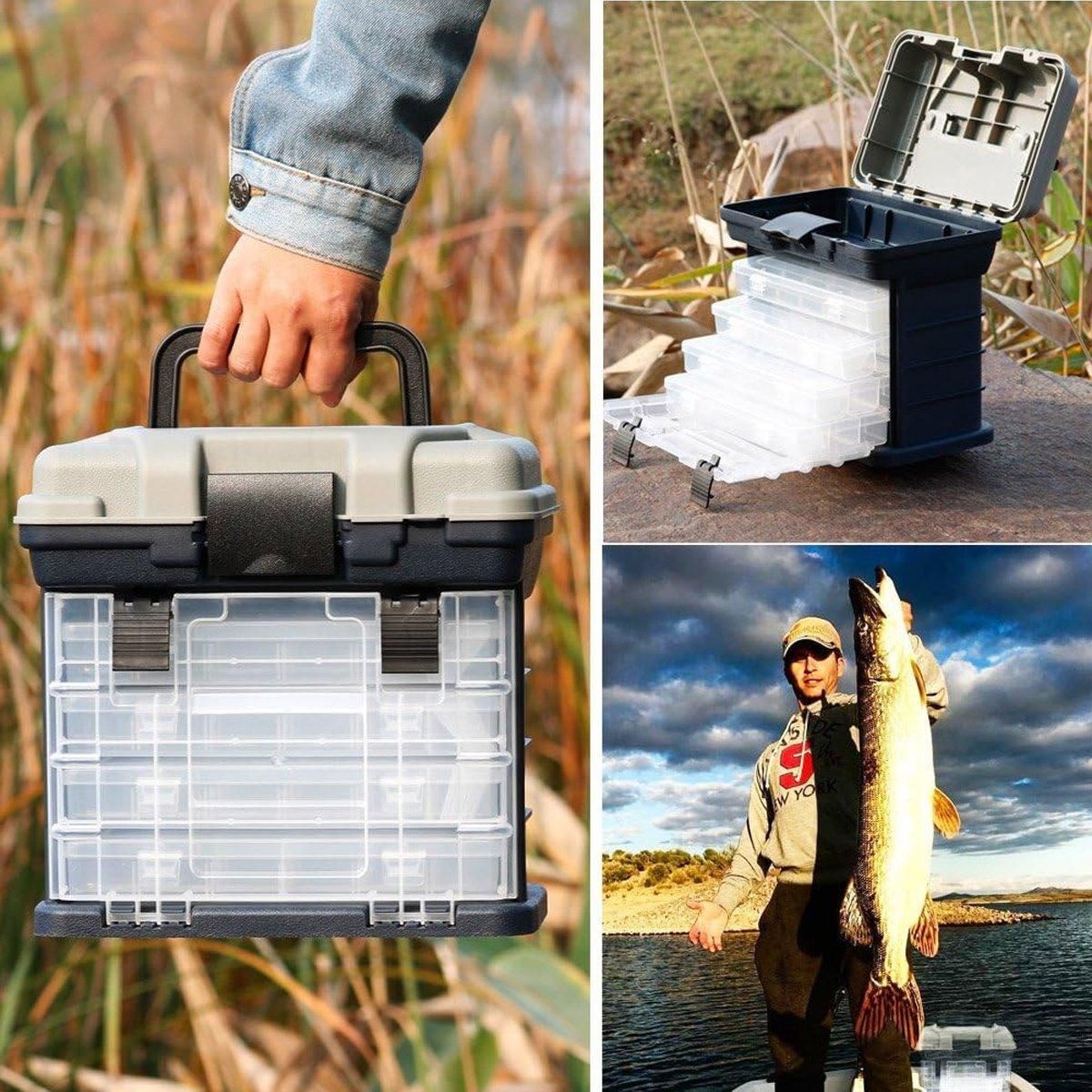 Removable 4 Tray Heavy Duty Fishing Tackle Box Storage Organizer for Tackle
