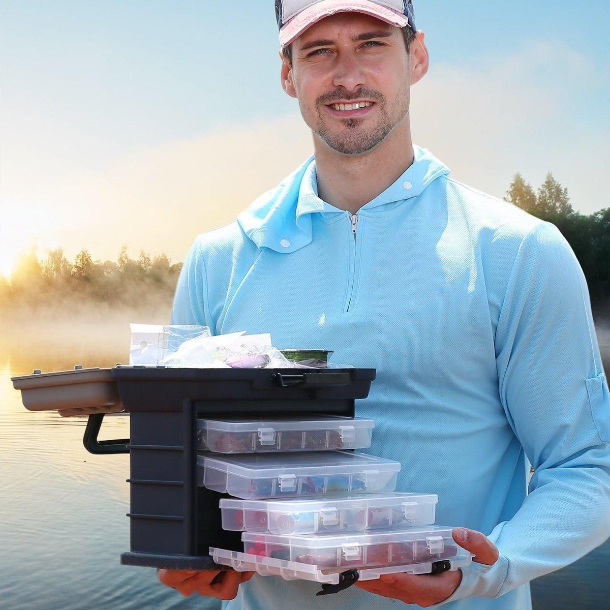 Removable 4 Tray Heavy Duty Fishing Tackle Box Storage Organizer for Tackle