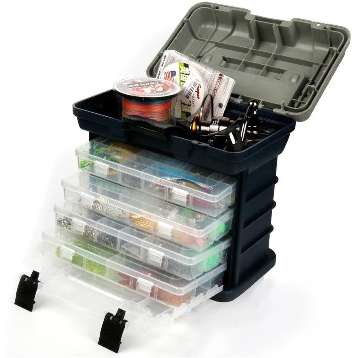 Removable 4 Tray Heavy Duty Fishing Tackle Box Storage Organizer for Tackle