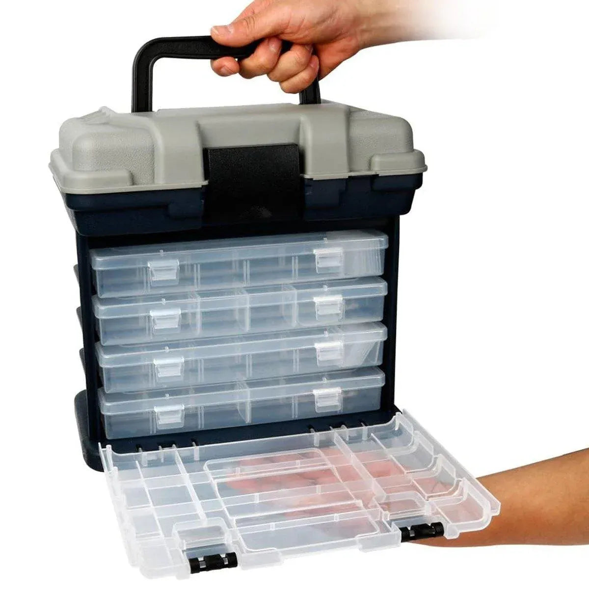 Removable 4 Tray Heavy Duty Fishing Tackle Box Storage Organizer for Tackle