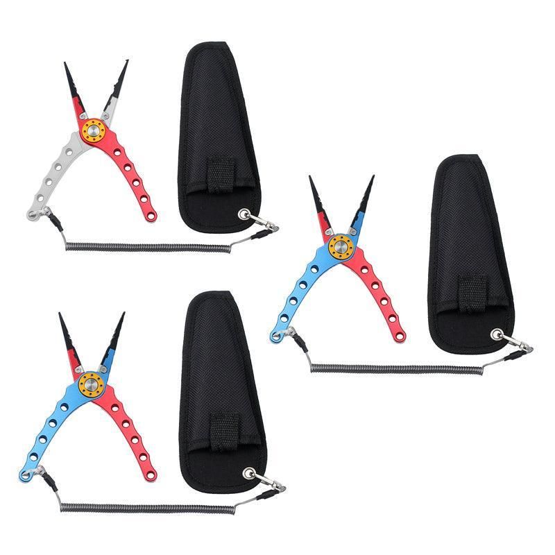 Aluminium Fishing Pliers Hook Remover Line Cutter Braid Mono Split Ring Fish Grip - Blue+Silver