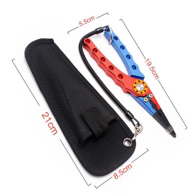 Aluminium Fishing Pliers Hook Remover Line Cutter Braid Mono Split Ring Fish Grip - Blue+Silver