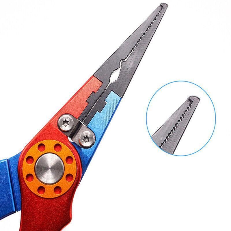 Aluminium Fishing Pliers Hook Remover Line Cutter Braid Mono Split Ring Fish Grip - Blue+Silver