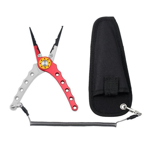 Aluminium Fishing Pliers Hook Remover Line Cutter Braid Mono Split Ring Fish Grip - Red+Silver