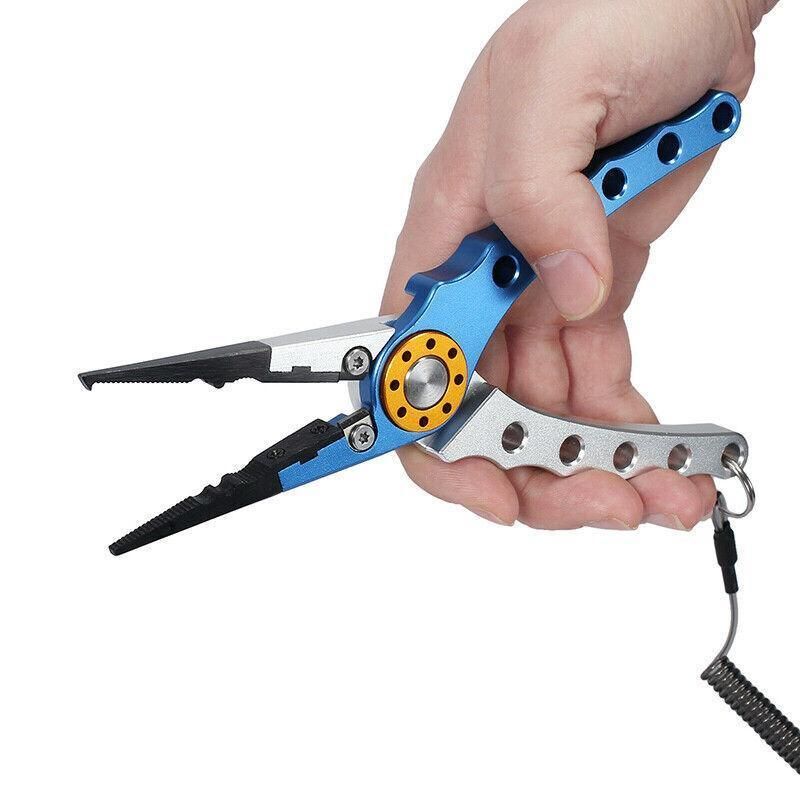 Aluminium Fishing Pliers Hook Remover Line Cutter Braid Mono Split Ring Fish Grip - Red+Silver