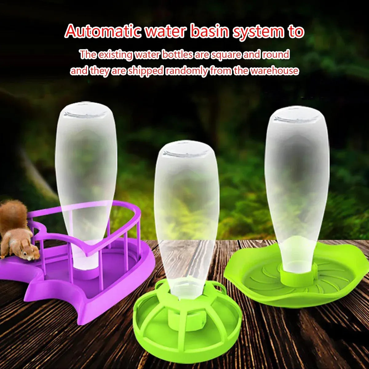 Reptile Water Bowl with Bottle for Lizard Gecko Snake Inverted Bottle Dispenser - Purple Platform L