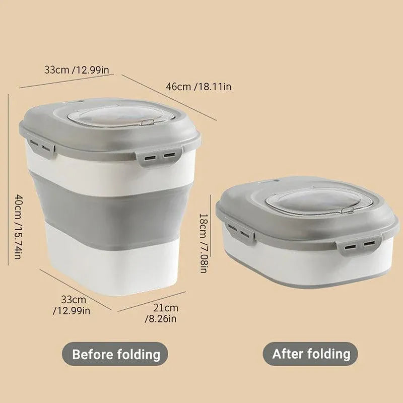 Large Capacity Pet Food Storage Box Foldable Design with Seal Lid - Pink