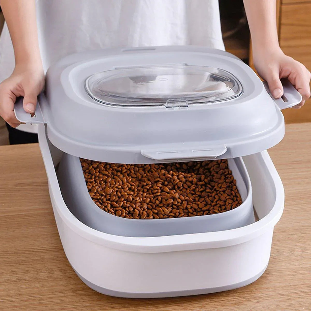 Large Capacity Pet Food Storage Box Foldable Design with Seal Lid - Pink