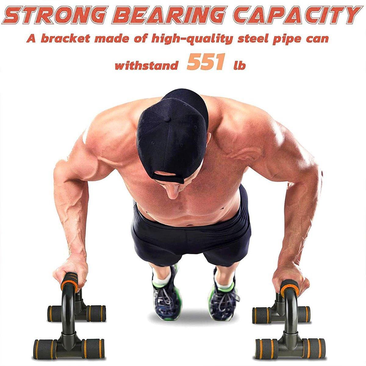 H Shaped Push Up Bars Home Fitness Equipment for Chest Arm Shoulder Training - Red