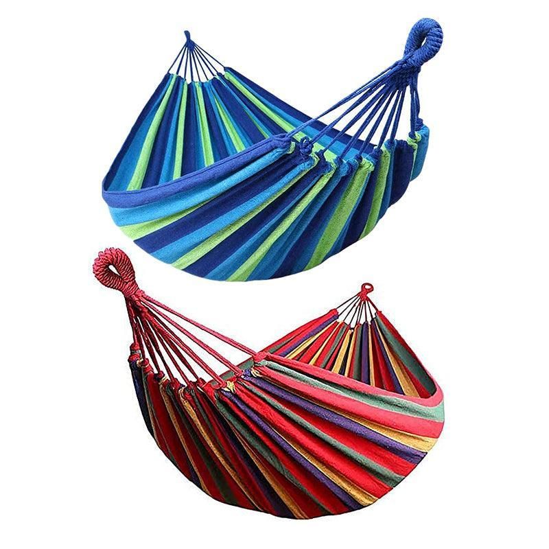 Double Outdoor Hammock 260x150cm with Straps for Camping Hanging Tree Bed - Red