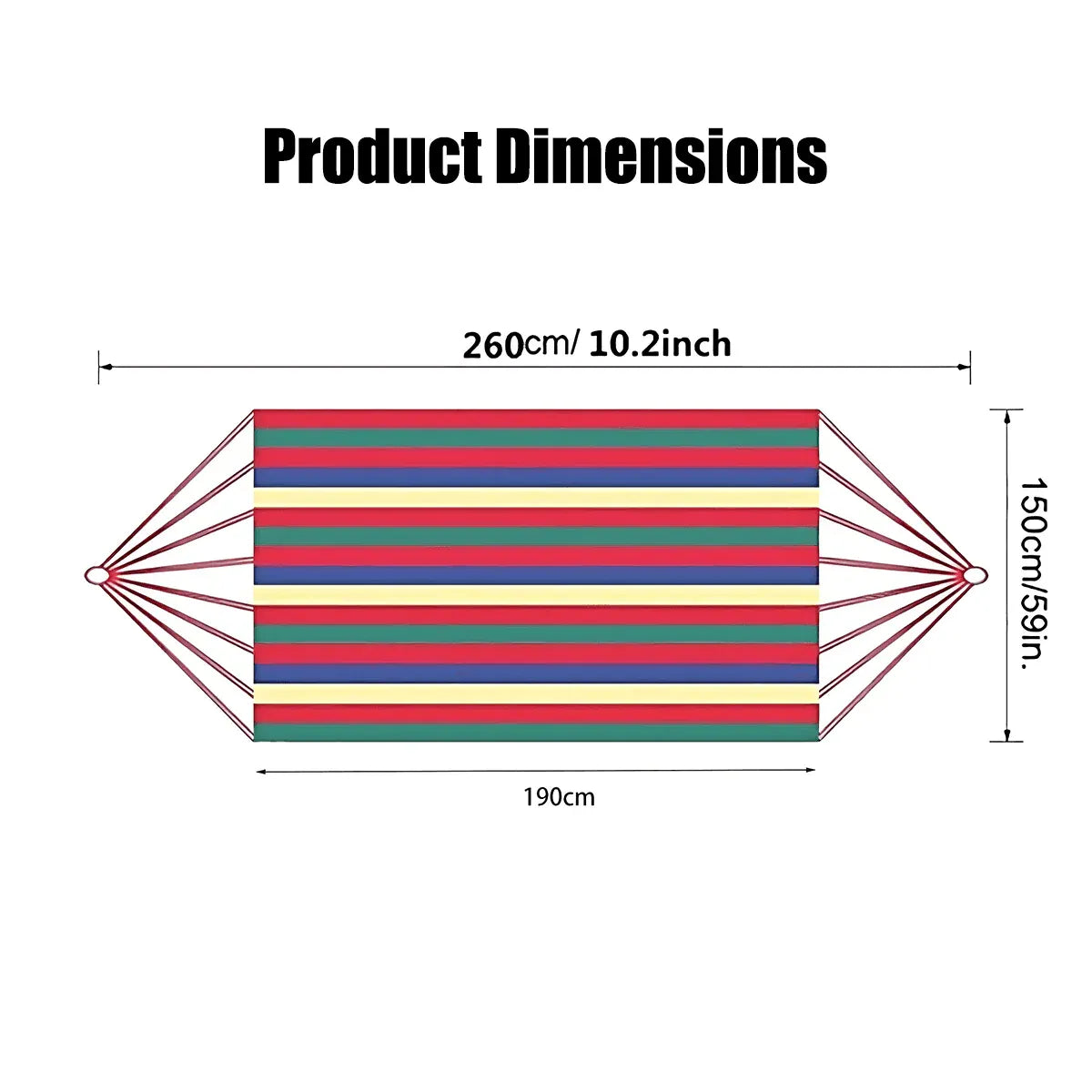 Double Outdoor Hammock 260x150cm with Straps for Camping Hanging Tree Bed - Red