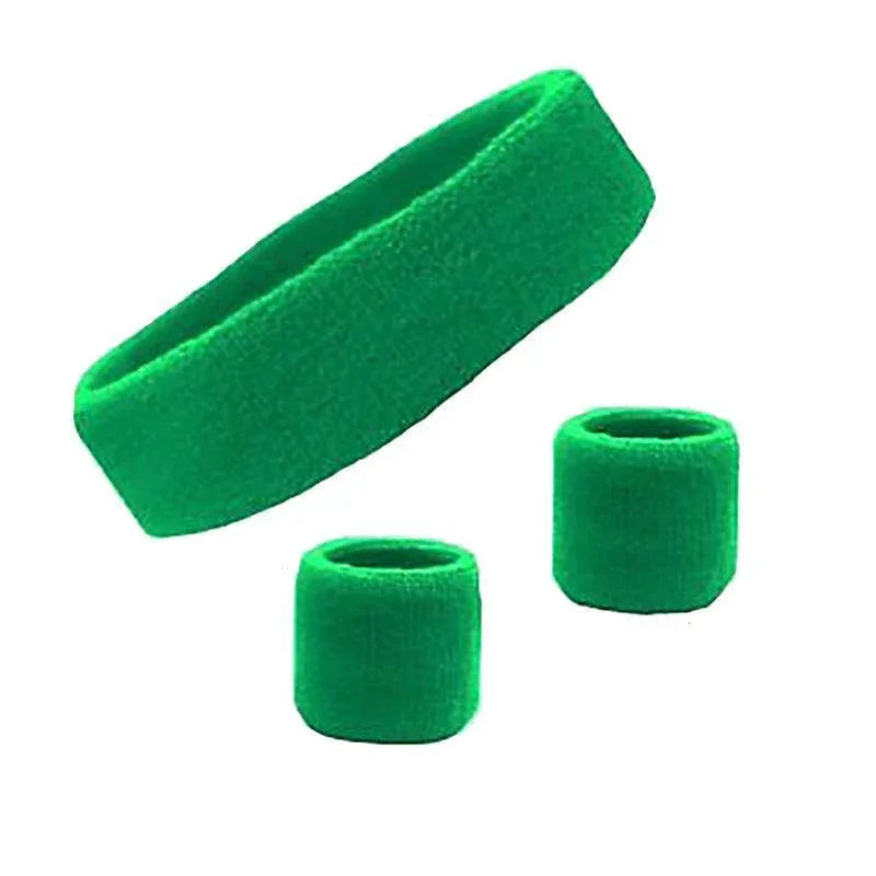 Wristbands Headband Sweatbands Sweat Band For Sport Tennis Badminton Yoga Cotton - Green